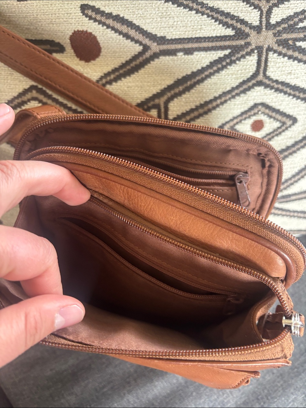 Fossil Brown Leather Crossbody Organizer Bag - Picture 3 of 4